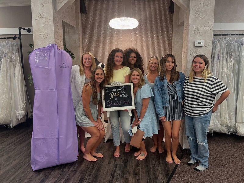 Bride and guests during VIP bridal experience — exclusive wedding dress shopping in Minnesota