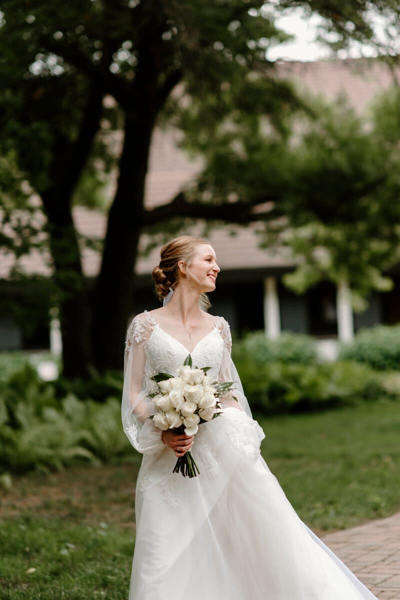 Real Minnesota bride in designer wedding gown from Bridal Aisle Boutique, Osseo MN