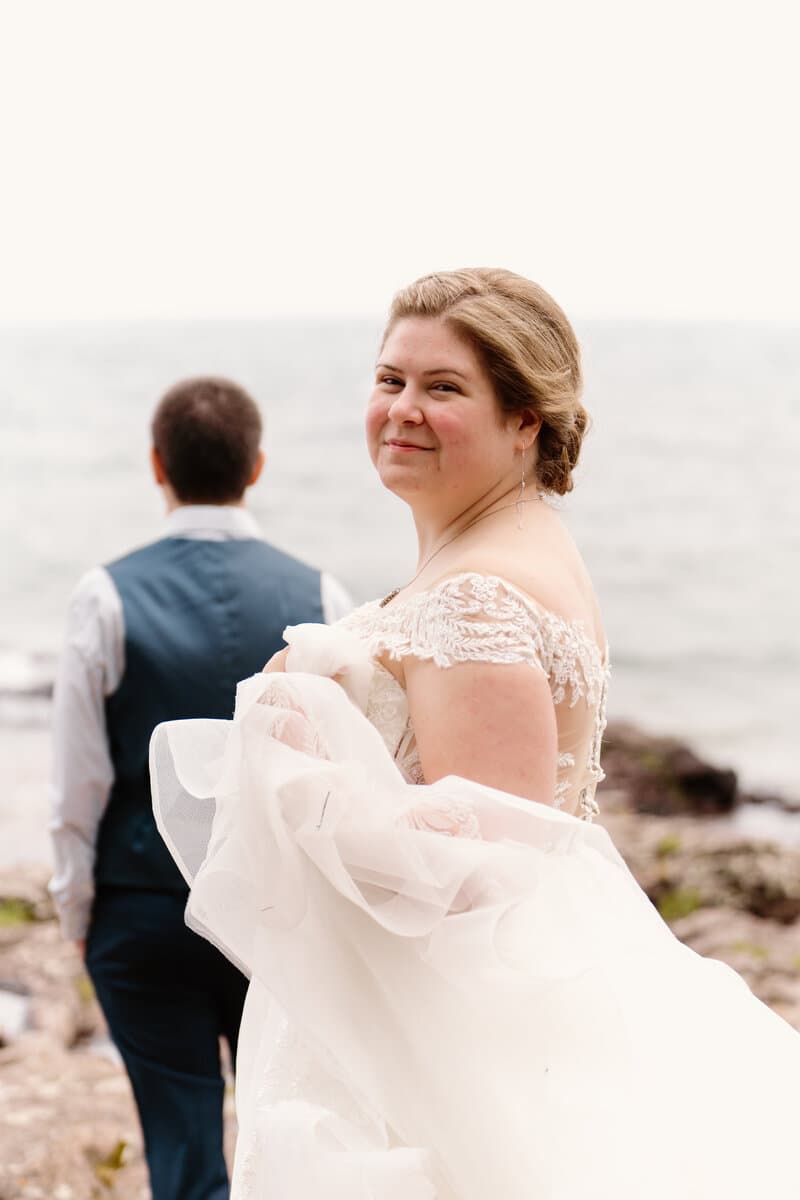 Real Minnesota bride in designer wedding gown from Bridal Aisle Boutique, Osseo MN